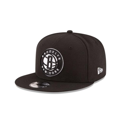 Black Brooklyn Nets Hat - New Era NBA Basic 9FIFTY Snapback Caps USA3654021